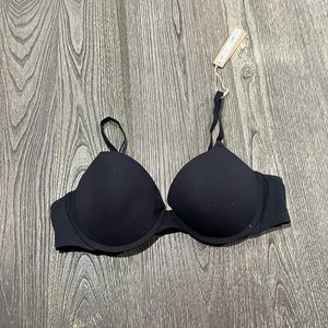 NWT Skims Fits Everybody Push-Up Bra Underwire Padded Stretch Onyx Size 36B